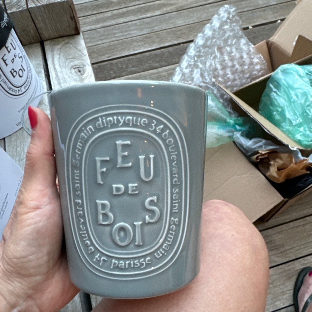 Containers only Diptyque FEU De Bois Scented Candle -empty jars And Boxes